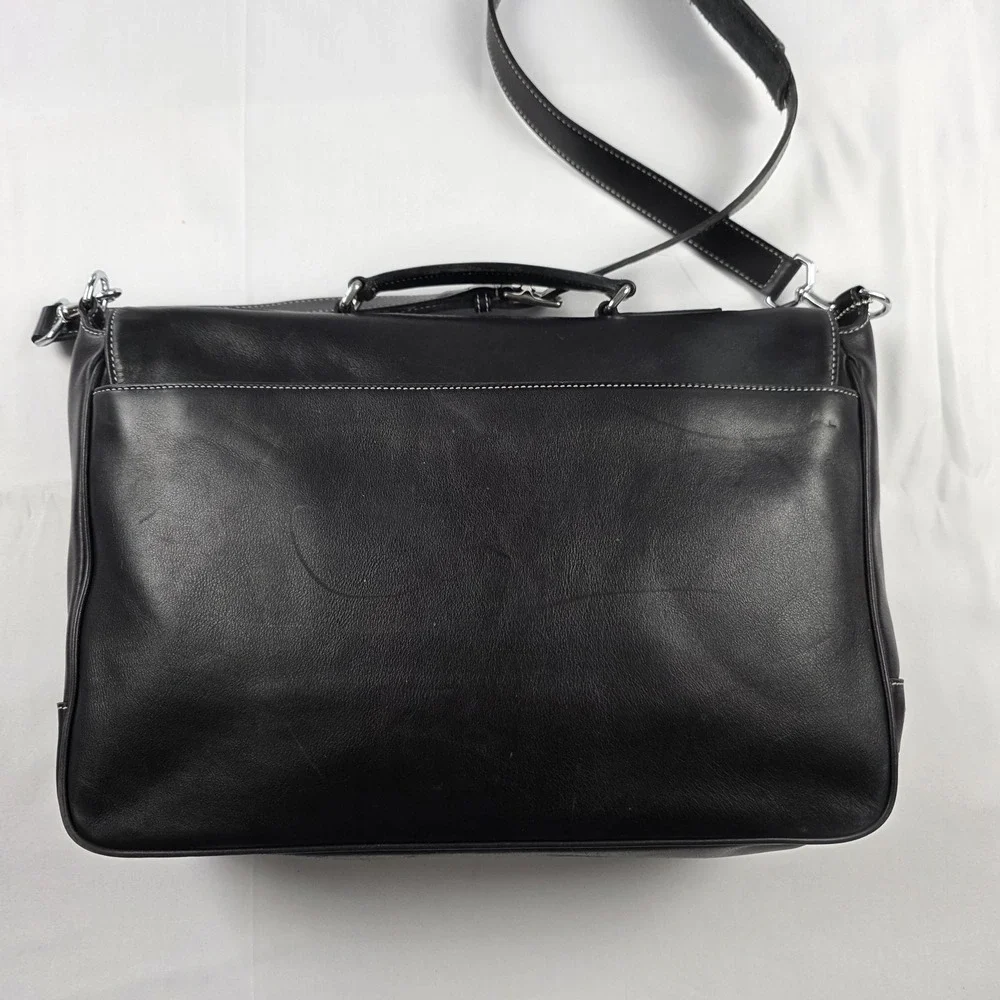 Coach Messenger Bag Mens Large Black Leather Briefcase Crossbody Office